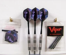 Darts Viper Silver Thunder 24 gram Steel Tip Dart Set with 6 Grim Reaper Flights