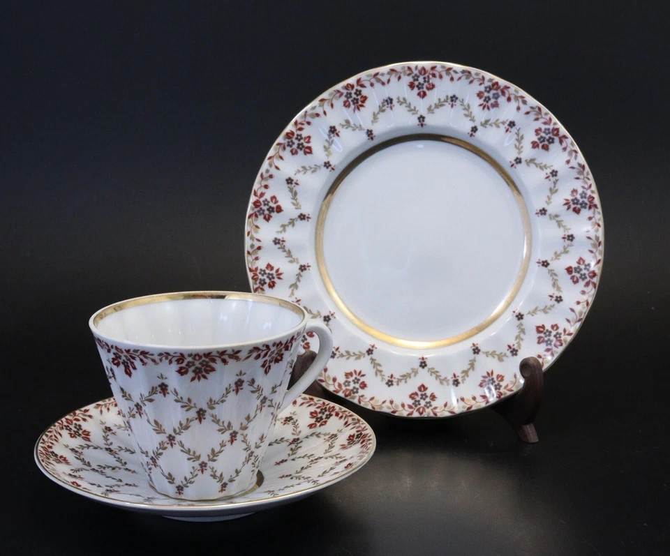 Tasse ancienne porcelaine russe USSR Lomonosov coffee tea cake plate - Photo 3/4