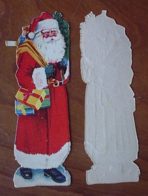 Oblate alt Weihnachtsmann Nikolaus rot St Claus SCRAPS dickes Papier 20er 30er J