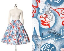 Vintage 1970s does 1950s Jazz Music Novelty Print Cotton Circle Skirt