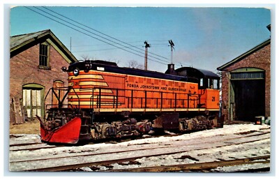POSTCARD Fonda Johnstown & Gloversville 21 FJ&G Alco Switcher Snow Plow Railroad