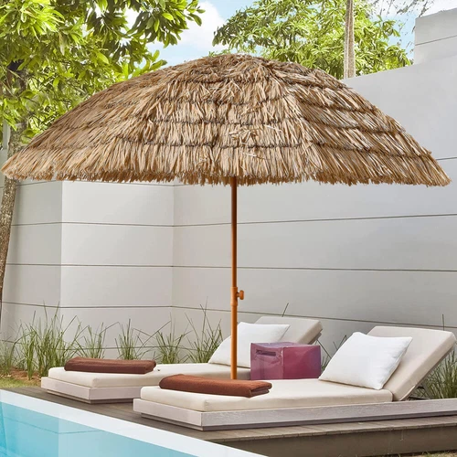 8ft Thatch Patio Tiki Umbrella,Manual Tilt Adjustment Straw Umbrella for Outdoor - Picture 12 of 12