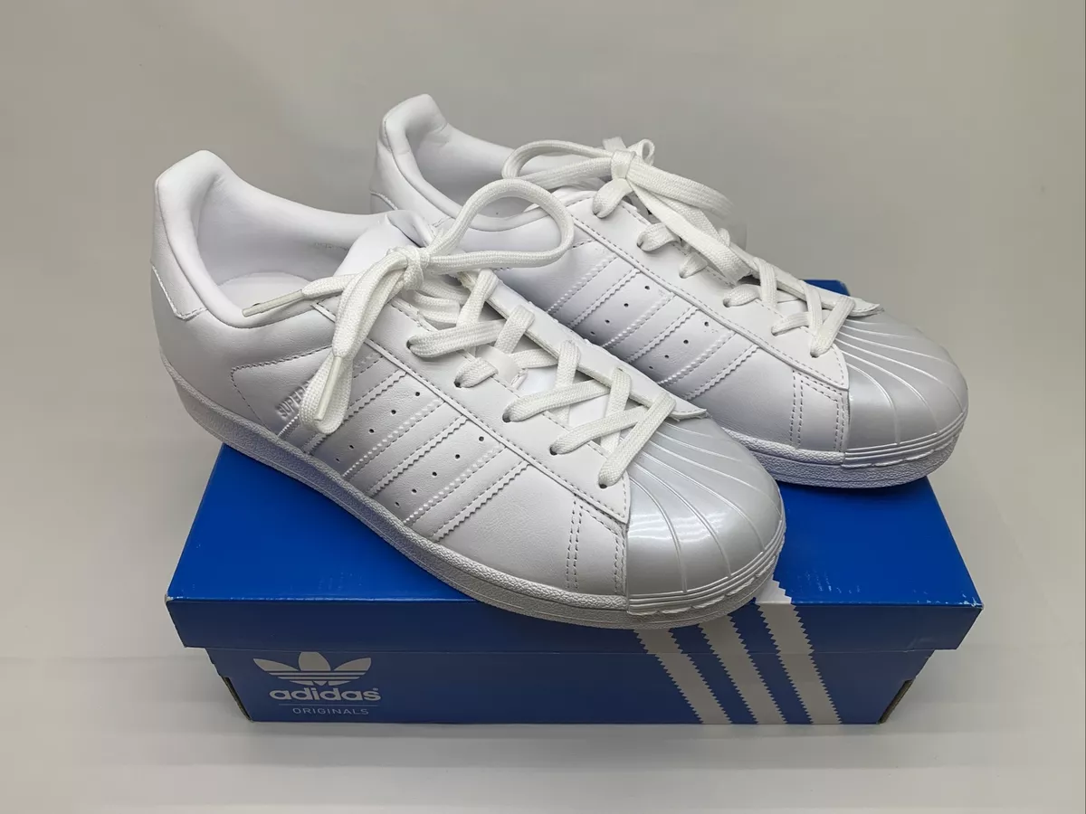 Adidas superstar glossy store toe white