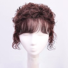100 Human Hair Topper Clip in Hairpiece Curly Toupee for Women Top Piece Bangs