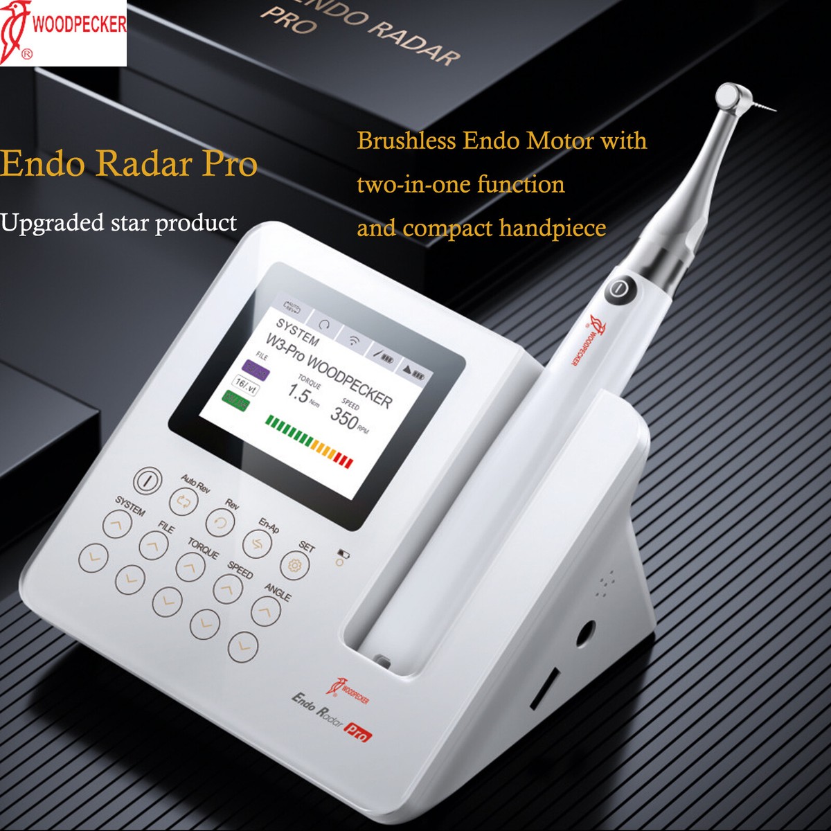 Woodpecker Style 2 in 1 Wireless Dental Endo Motor Reciprocating & Apex Locator Woodpecker Style 2 in 1 Wireless Dental Endo Motor Reciprocating & Apex Locator