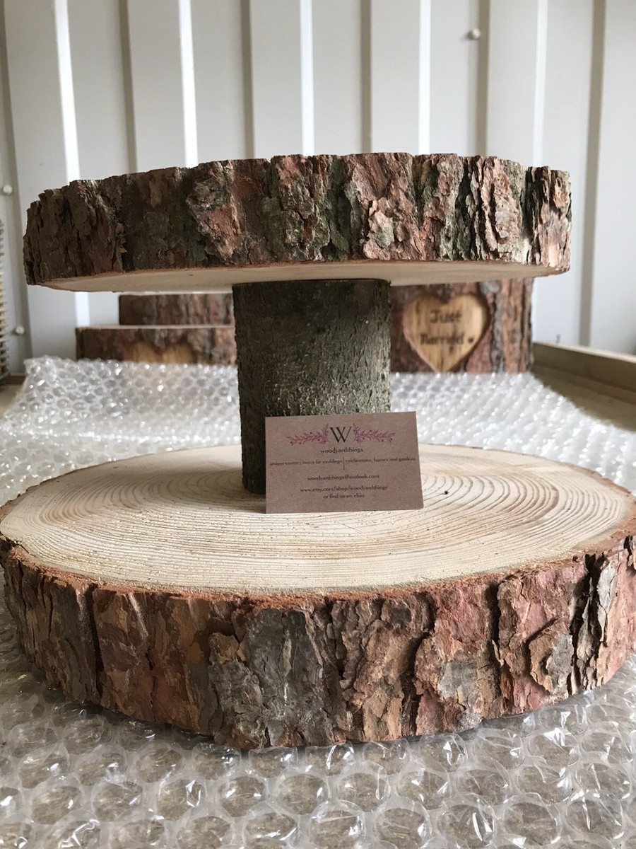 Two Tiered Rustic Wooden Wedding cake/ Cup Cake stand, centre 