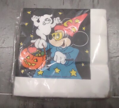 Vintage Beach Disney Halloween Wizard Mickey Mouse Ghost Beverage Napkins NIP