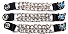 3 BLUE BUTTERFLY WOMEN'S DOUBLE CHAIN MOTORCYCLE BIKER VEST EXTENDERS USA MADE
