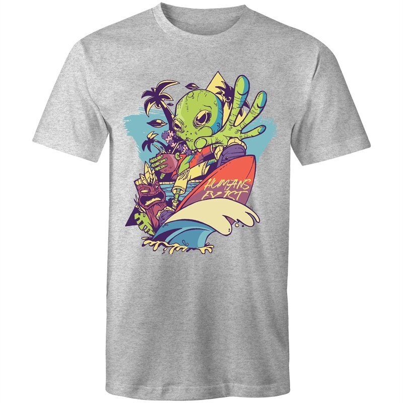 Men's Cool Surfing Alien T-shirt - Beach Surf Tee Shirt - All Sizes / Clothing