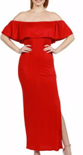 24seven red off shoulder ruffle Detail Maxi long dress Size 2X D272