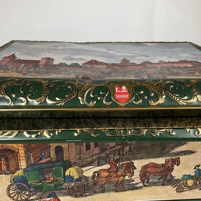 Vintage Hinged Biscuit Cookie Tin Box ~ E. Otto Schmidt ~ Nurnberg