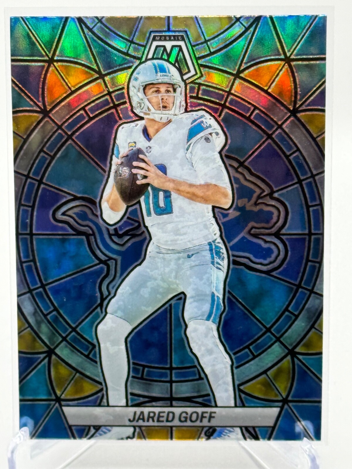 2023 Panini Mosaic Football Jared Goff Stained Glass Card #SG-10