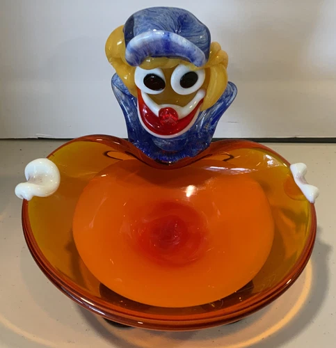 Vintage Murano Art Glass Clown Candy Dish