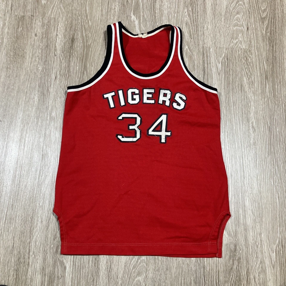 Tigers Jersey M 70s 80s LVHS Shorts Top Set Rawlings Basketball Uniform Tee - Image 2 of 4