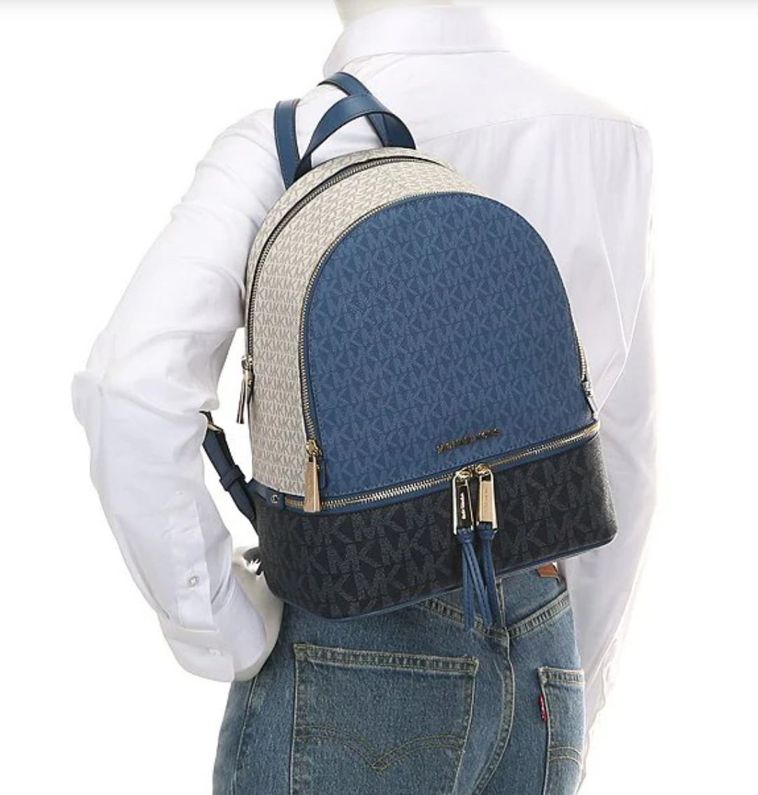 NWT Michael Kors Rhea Zip Medium Backpack - Dark Chambray | eBay display picture 1