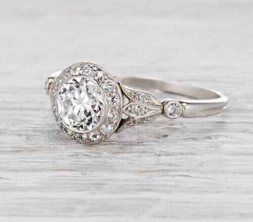 2Ct Round Simulated Antique Art Deco Engagement Wedding Ring 925 Sterling Silver - Picture 1 of 7