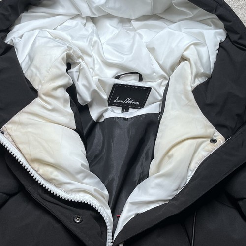 SAM EDELMAN Long Black Puffer Coat Hooded Parka Jacket Woman’s LARGE - Picture 11 of 19