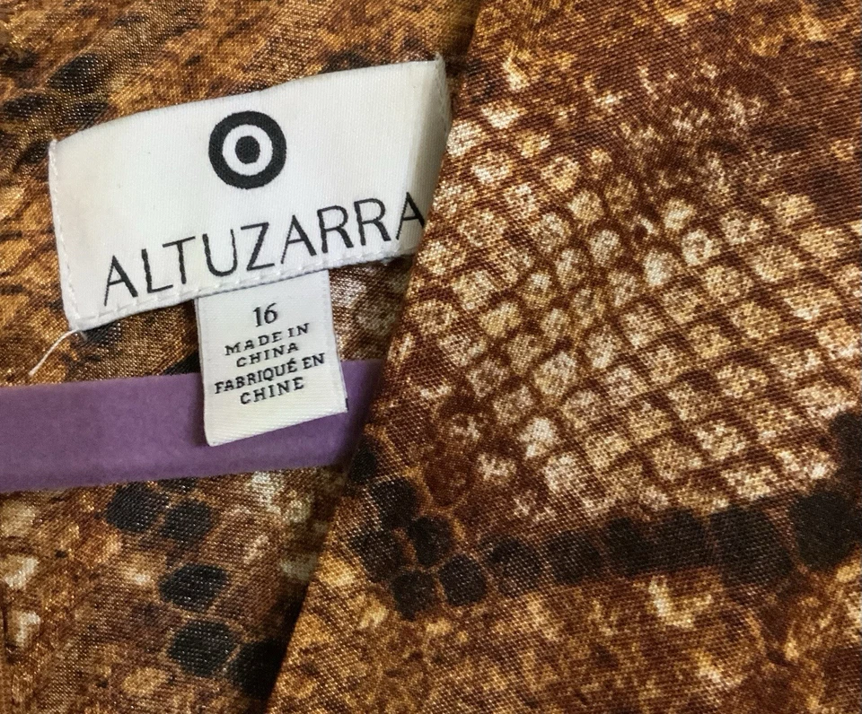Altuzarra x Target Dress - Long Sleeve Snake Print V-Neck Custom Ruching Size 16 - Image 3 of 4