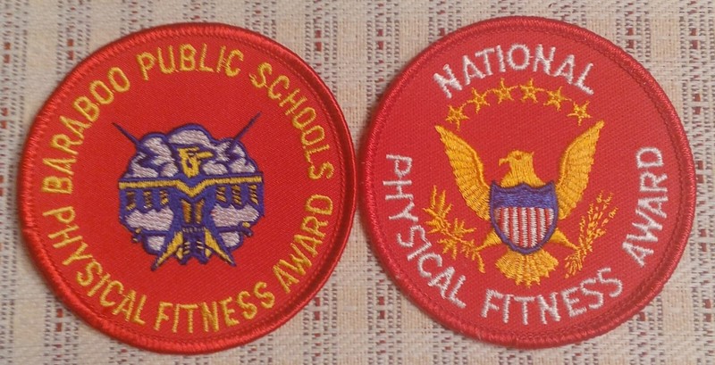Vintage National Physical Fitness Award Patches Baraboo Public Schools Wisconsin