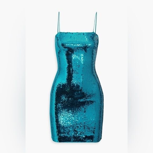 alice olivia blue sequin dress + Nelle Mini Dress, 8 / Style:plain bib Yalice Wide Elastic Belt Square neck Spaghetti straps vixen-pre-order