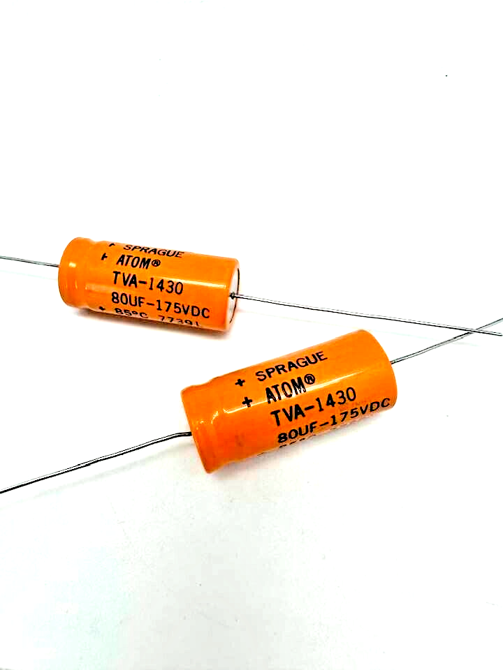 2 Pcs - 80uF @ 175V - ORIGINAL SPRAGUE - ATOM # TVA-1430