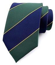 Men's Modern Stripe Ties Woven Pattern Business One Size Navy Green Yellow