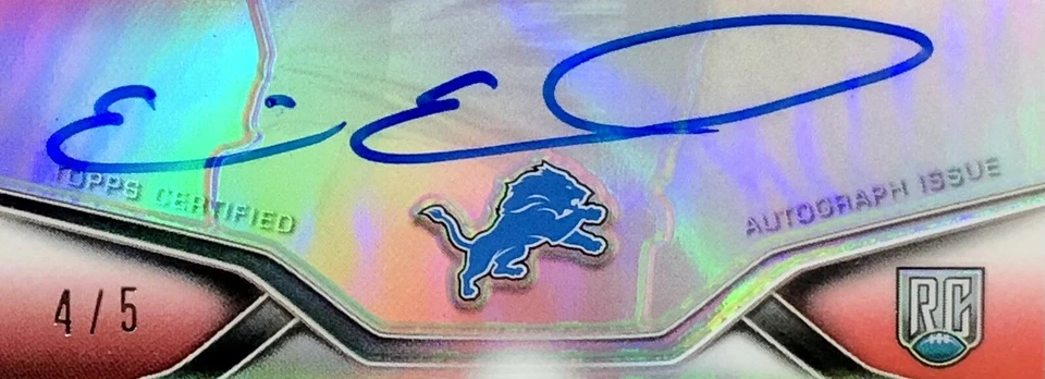 2014 Topps Platinum Eric Ebron ON CARD AUTO /5 RED REFRACTOR SSP Rookie Card #16 - Image 2 of 4