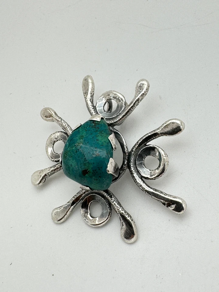 Modernist Design Norway Chrysokoll Silberanhänger Edelstein Anhänger Pendant 314 - Bild 2 von 3