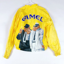 Vtg 1992 RJRTC Camel Cigarettes Tyvek Dupont Yellow Zip Windbreaker Jacket XL