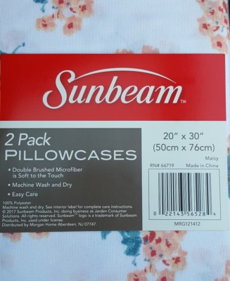Lot De 2 Taies D'oreiller Sunbeam 20x30, Microfibre Motif Floral, Neuves étiquettes