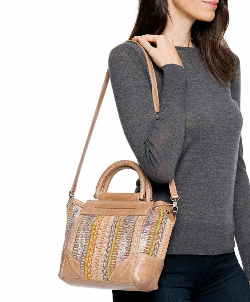 FRYE Riviana Mini Tote Crossbody in Tan Multi Colored Tapestry Leather NWT