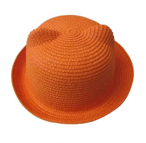 Summer Kids Girls Sun Hat Cat Ears Devil Horns Bowler Derby Cap Beach Sunhat - Picture 5 of 24