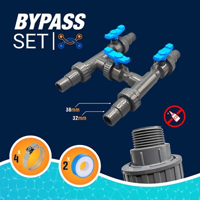 Universal Bypass-System für Poolheizung Solarabsorber Wärmepumpen uvm. 32mm/38mm