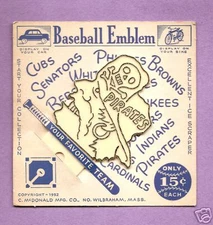 1952 Pittsburgh Pirates Baseball Emblem - C McDonald Mfg