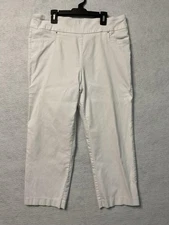 Counterparts Pants Womens 12 White Cropped Stretch Comfort Pockets Casual Spring