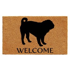 AZ105741729 Pug Doormat, 17" x 29", Natural/Black