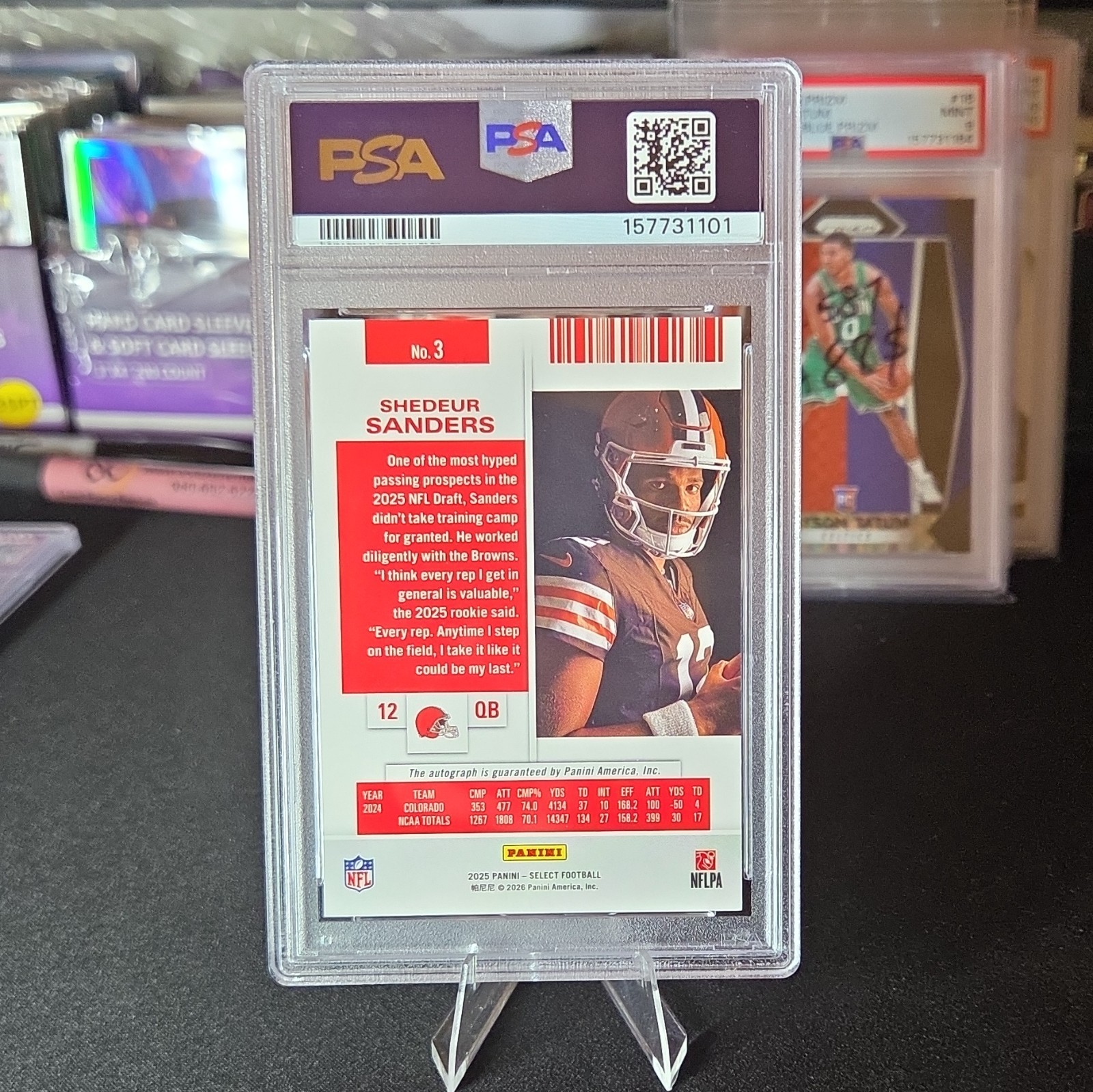 Panini 2025 Select Shedeur Sanders Contenders Rookie Ticket RPS RC Auto #3 PSA 9 view 4