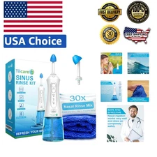 Portable Electric Neti Pot – Complete Nasal Rinse with 30 Premeasured Salt Packs