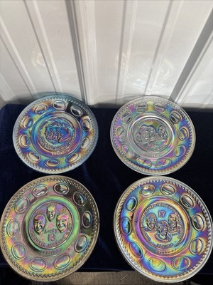 Wheaton Carnival Glass Commemorative Apollo Moon Plates 11,12,13,17