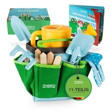 Kinder Gartenwerkzeug Set 11 Teile mit Kindergartenbuch Gartengeräte für Kin...