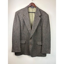 Nordstrom Harris Tweed Blazer 46R Brown Herringbone Scottish Wool Sport Coat USA
