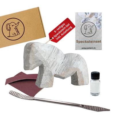 Eli® Speckstein Set - Schnitzset inkl. Pferd Rohling mit Werkzeug Bastelset - Bild 1 von 4