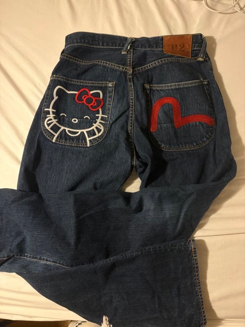 EVISU ハローキティ EVISU Jeans x Hello Kitty 2001 Made in Japan Free Size USED