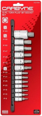 CARBYNE 13-Piece Torx Plus (aka 6 Lobe) Bit Socket Set, TP-8/IP-8 to TP-60/IP...