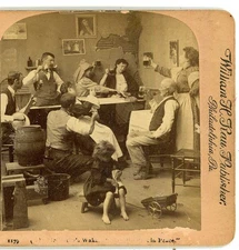 A Beer Toast at the Wake among Friends William Rau Stereoview 
