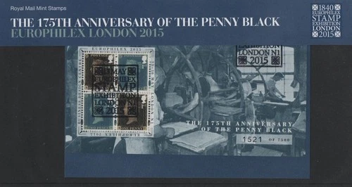 GB Mini Sheet MS3719 Penny Black 2015 Ltd Edition #1521-7500 Presentation Pack