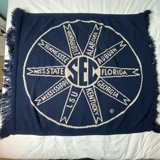 Rare Vintage Southeastern Conference SEC Navy Throw Blanket