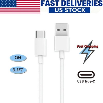 USB to Type-C Fast Charging Cable For Samsung Charger Cord Type C 3.3FT White