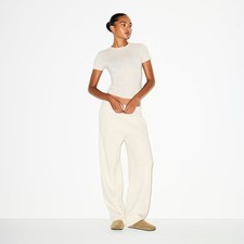 Skims Cotton Fleece Classic Straight Leg Pant in Oatmeal Heather, Small New