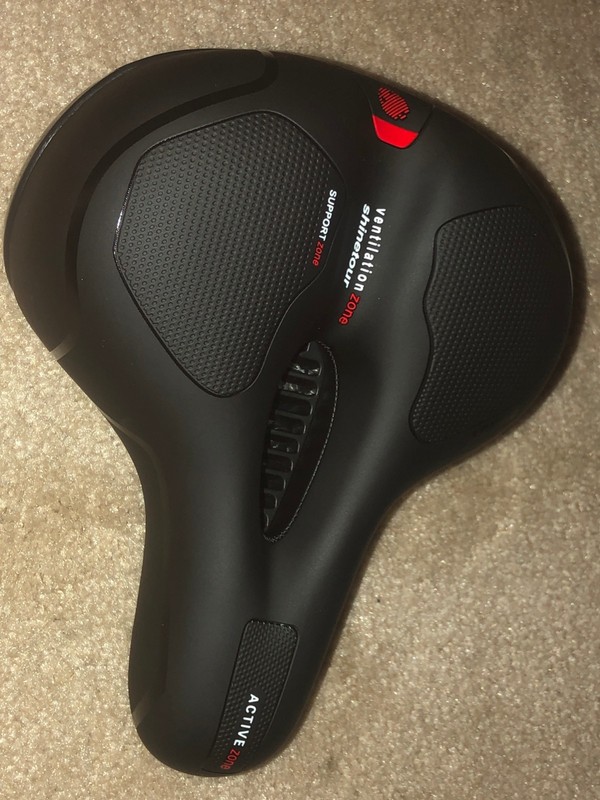NEW ACTIVE ZONE VENTILATION SUPPORT SHINETOUR BLACK RED MEMORY FOAM BICYCLE SEAT